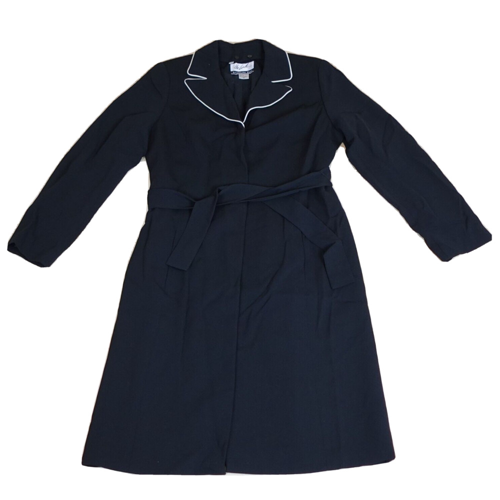 Randolph Duke The Look Women 14 Dress Button Front Belt Removable Collar Lined